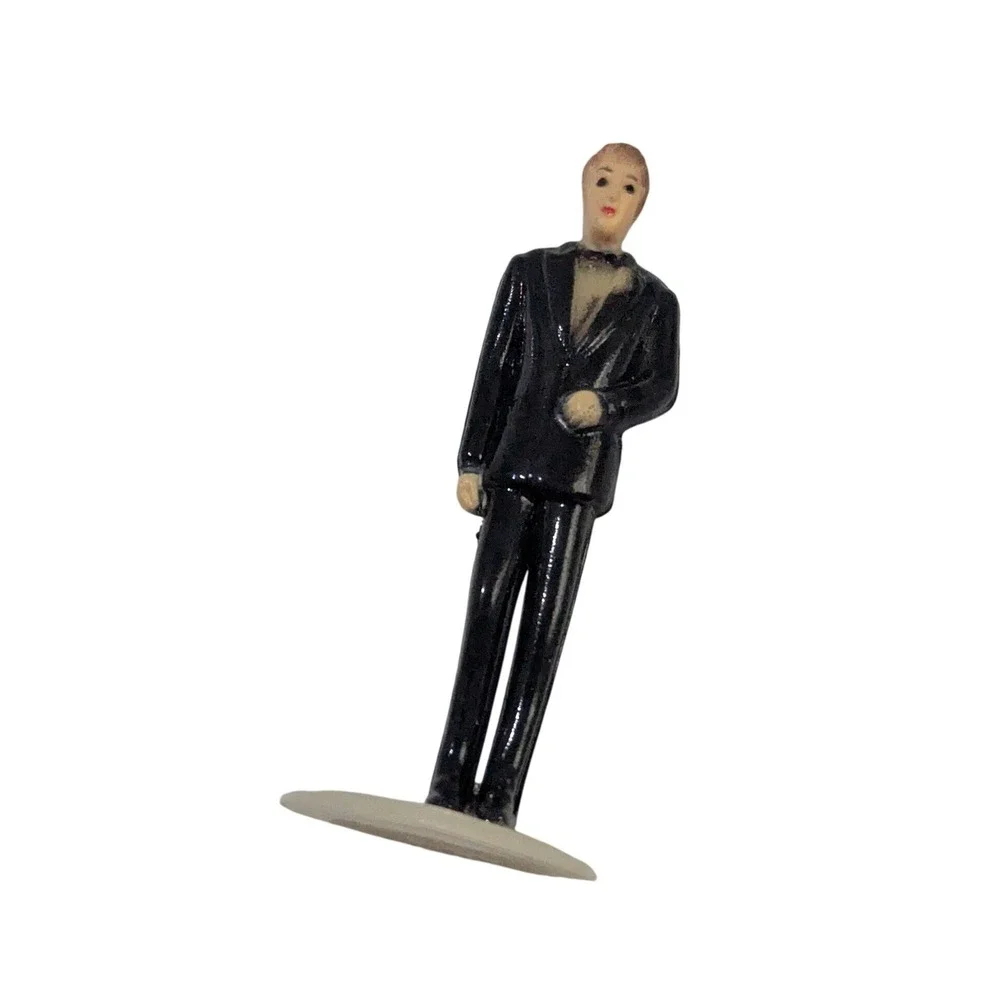 22 Vintage Miniature Groom Wedding Cake Topper Figures Black Tuxedo 2 Inch
